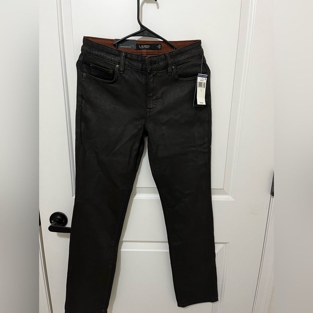 Brand new brown shiny Polo jeans size 4- mid rise straight leg